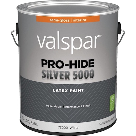 Valspar Pro-Hide Silver 5000 Latex Semi-Gloss Interior Wall Paint, White Base, 1 Gal. 028.0073000.007